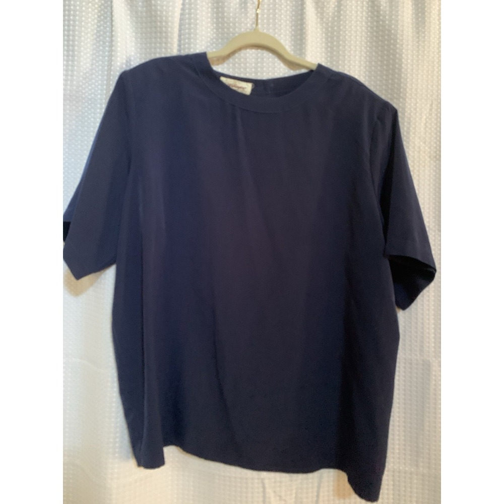 Worthington Woman 24 Short Sleeve Blue Blouse